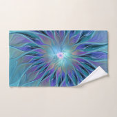 Rêve de fleur abstraite fractale violet bleu (Serviette à main)