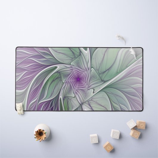 Rêve de fleurs, Abstrait violet vert Fractal Art (Tableau pour enfants)