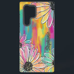 Rêve de marguerite super - Main peinte dessinée fl<br><div class="desc">Boîtier téléphonique super Daisy Dream. Faites ressortir votre téléphone grâce à ce design floral d'inspiration rétro et vibrant, avec des marguerites dessinées à la main sur un arrière - plan peint en bleu, rose, orange et jaune, aux couleurs arc-en-ciel audacieux. Ce motif ludique mais artistique mêle des vibrations boho, psychédélique...</div>