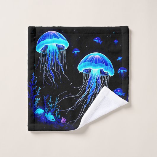 Rêve de méduse bioluminescente (Gant de toilette)