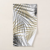 Rêve des Feuilles de palmiers noirs gris-or - Cali (Serviette à main)