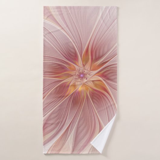 Rêve floral rose doux Fleur d'art fractal Abstrait (Serviette de bain)
