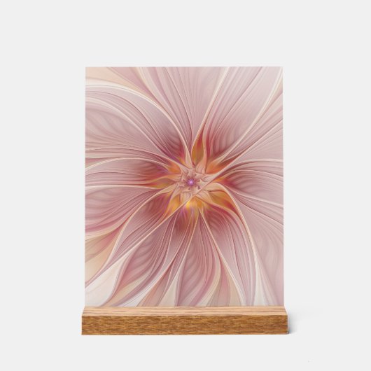 Rêve floral rose doux Fleur d'art fractal Abstrait (Recto)