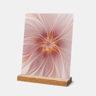 Rêve floral rose tendre, art fractal abstrait de f