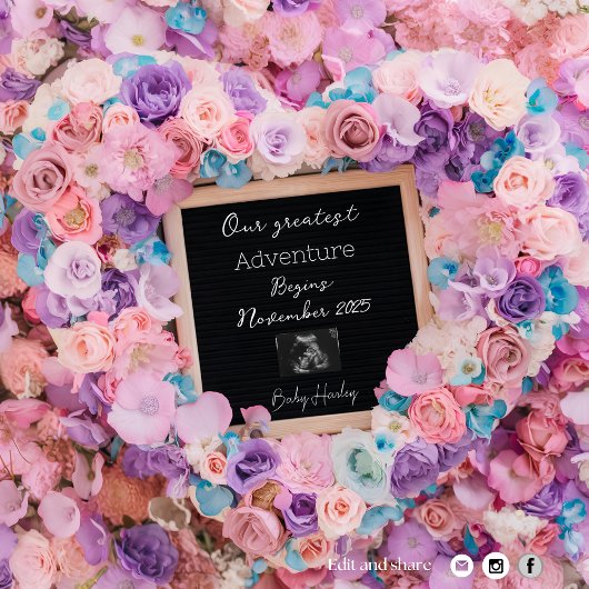 rêve pastel fleurie faire-part de grossesse