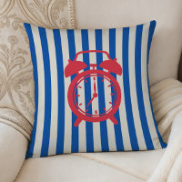 Réveil Rétro sur Rayures Bleues, Coussin de Décora