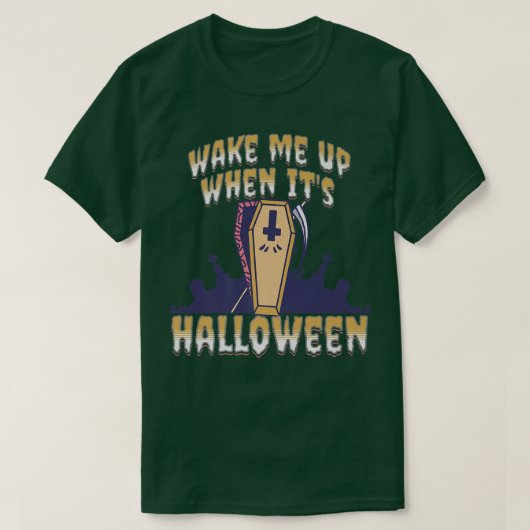 Réveillez-moi quand c'est Halloween T-shirt Premiu (Design devant)