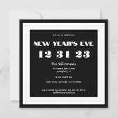 Réveillon 2023 123123 Invitation Carré B&W (Dos)