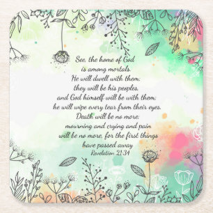 Revelatie 21:34 vierkante kartonnen onderzetter