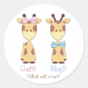 Revelatie van het geslacht van de giraffe ronde sticker