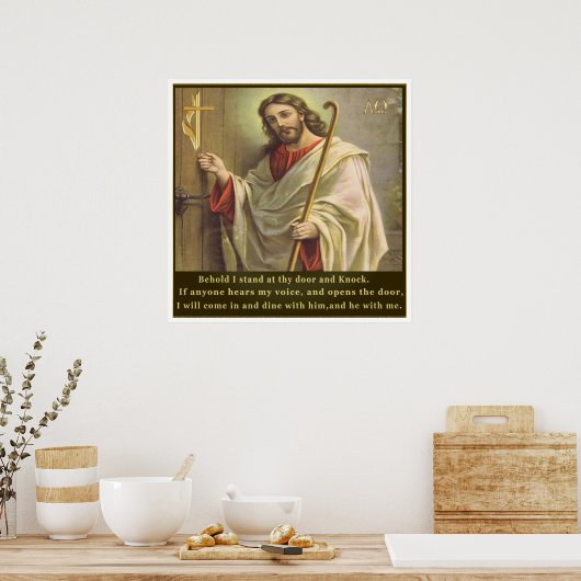Revelaties 3:20 poster (Keuken)