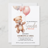 Révélation de genre Teddy Bear Invitation (Devant)