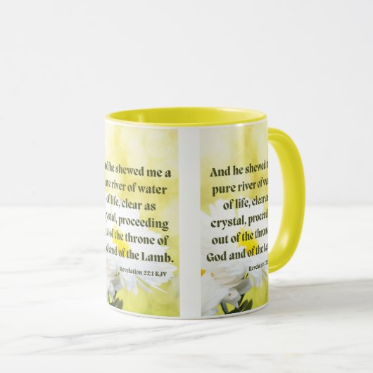 Revelations 22:1 KJV Bijbelscripts Pic Two-Tone Mok (Voorkant rechts)