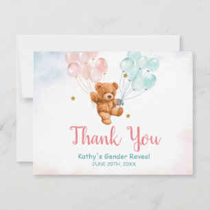 Révéler le genre de l'ours Merci rose et bleu ball