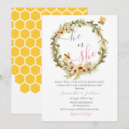 Révéler le genre Lui ou elle être Invitation (Devant / Derrière)