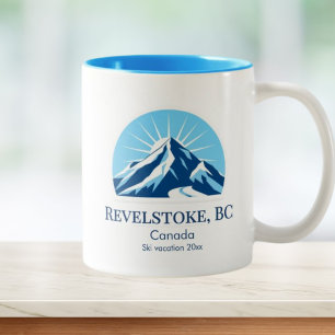 Revelstoke BC Canada skioord souvenir Tweekleurige Koffiemok
