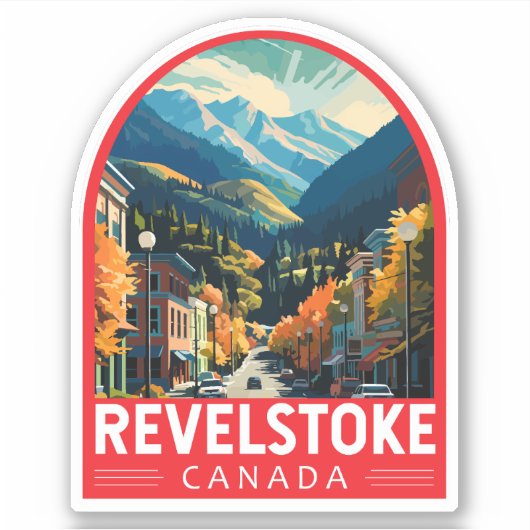Revelstoke Canada Travel Art Vintage Sticker (Voorkant)