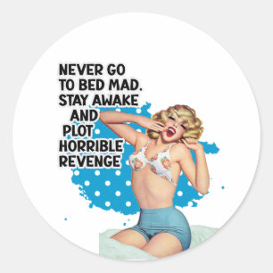 Revenge Retro Huisvrouw Humor Illustratie Kunst Ronde Sticker