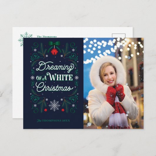 Rêver d'une carte postale Modèle de Noël blanche (Devant / Derrière)