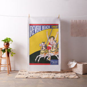 Revere Beach Carrousel Nostalgisch Poster Stof