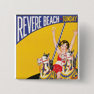 Revere Beach zondag Vierkante Button 5,1 Cm