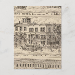 Revere House en Crosby Block in Brattleboro Briefkaart
