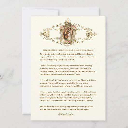 Reverence for Our Lord op Wedding Mass Guidelines Aankondiging (Voorkant)