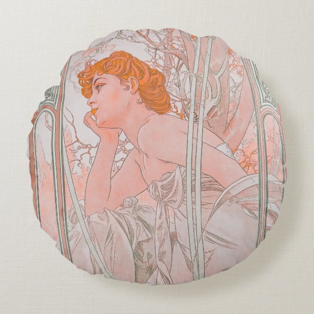 Reverie du Soir (1899) Rond Kussen (Voorkant)