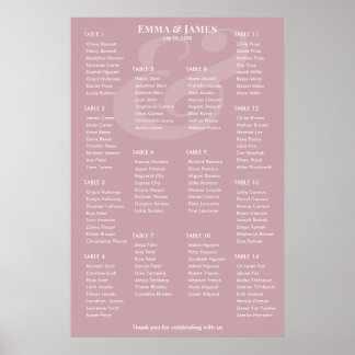 REVERSE Mauve Ampersand Huwelijk | 14 zitplaatsenk Poster