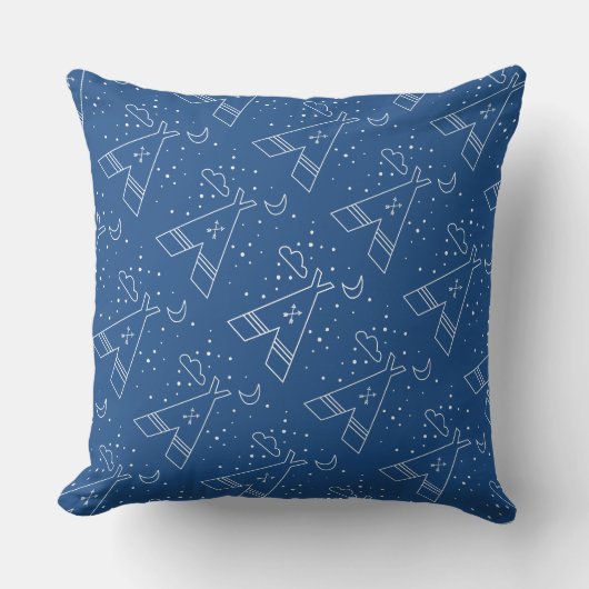 Reversibele marineproef en babyblauw proefpop kussen (Voorkant)