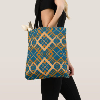 Reversible Geometric Diamond Pattern Teal Black  Draagtas
