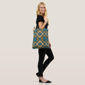 Reversible Geometric Diamond Pattern Teal Black Draagtas (Op model)