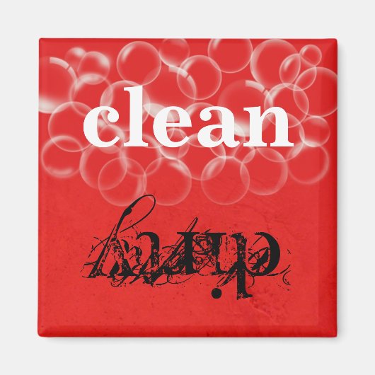 Reversible Red Dirty Clean Lave-vaisselle Magnet (Devant)