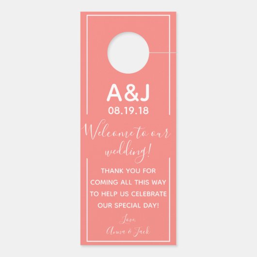 Reversible Welcome & DND Coral Wedding Label (Achterkant)