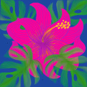 Rêves de forêt tropicale Hibiscus Vert Bleu Rose C