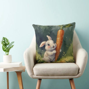 Rêves de lapin de prairie : Oreiller à lancer lune