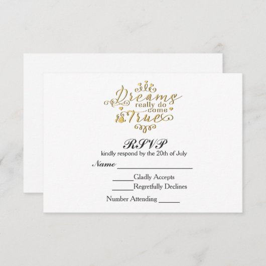 RÊVES VRAIMENT DE VÉRITABLE RSVP Mariage Card (Devant / Derrière)