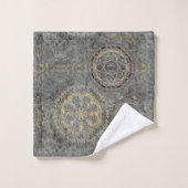 Rêveur de mandala jaune gris (Gant de toilette)