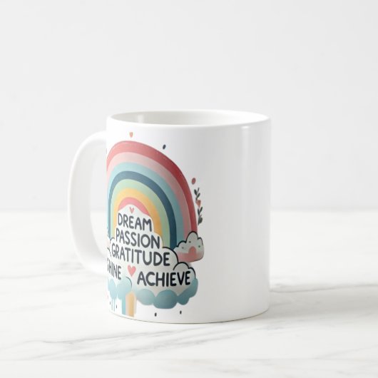 Rêvez Big Rainbow & Cloud Theme Coffee Mug (Devant gauche)