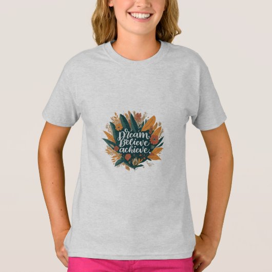 Rêvez. Crois. Réalisation. T-shirt basique pour en (Devant)