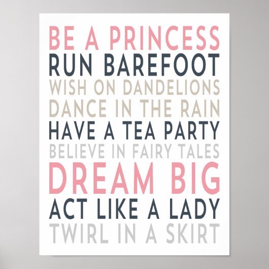Rêvez grand - Typographie rose - Affiche blanche (Devant)