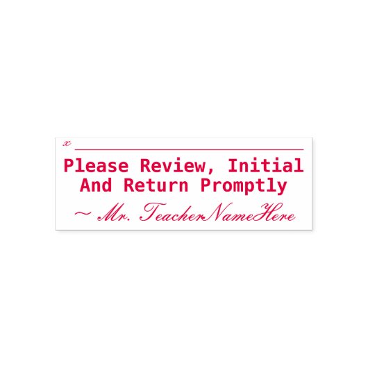 "Review, Initiaal en retournering snel" Zelfinktende Stempel (Design)
