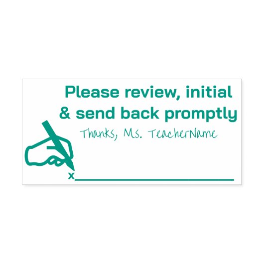 "review, initiaal en stuur snel terug" zelfinktende stempel (Design)
