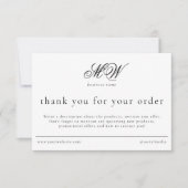 Review Order Packaging Insert Script Monogram Bedankkaart (Voorkant)