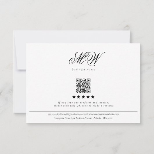 Review Order Packaging Insert Script Monogram Bedankkaart (Achterkant)