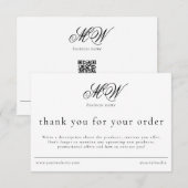 Review Order Packaging Insert Script Monogram Bedankkaart (Voorkant / Achterkant)