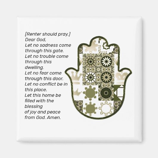 Revisit Square Khamsa Hand Magnet Renter (Devant)