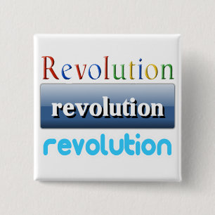 revolutie vierkante button 5,1 cm