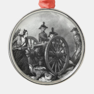 Revolutionaire Oorlog Molly Pitcher Cannon Ornamen Metalen Ornament