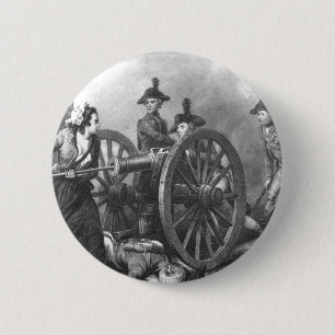 Revolutionaire Oorlog Molly Pitcher-kanon Ronde Button 5,7 Cm